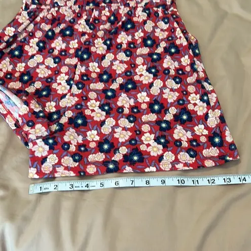 Spoiled szM red/blue flowered romper w/small opening in front & keyhole back GUC Red Size M