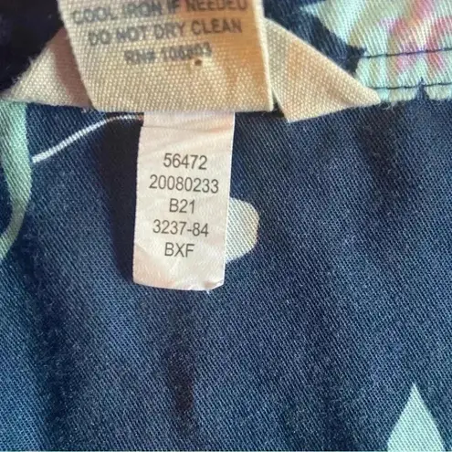 Duluth Trading Womens Floral wrap top Shirt Navy Size Small S