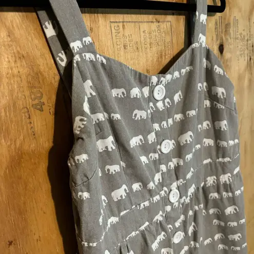 Ducks In A Row Modcloth Gray Sleeveless Cotton Dress Sz L White Size L