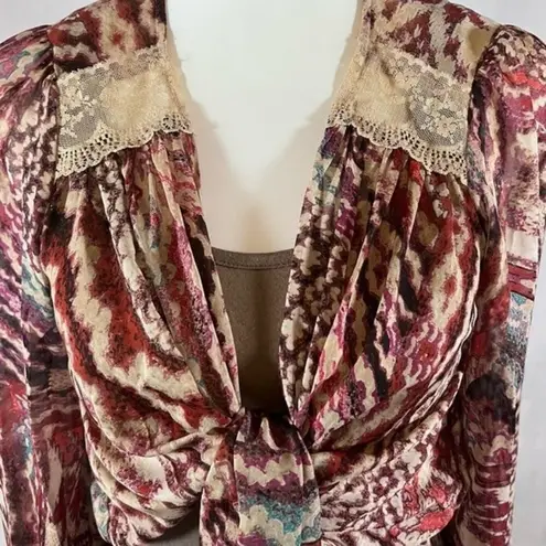 Mocha bodycon dress with cropped tie front flare sleeve top size small