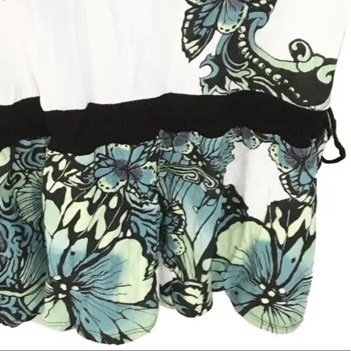 new skinnie minnie ᪥ Floral Print Mini Sun Dress ᪥ White Blue Black ᪥ Large