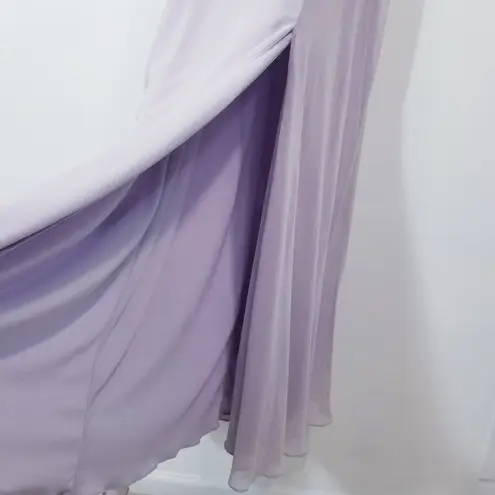 Dessy Collection Vivian Diamond Fit & Flare Long Gown Slit Bridesmaid Wedding Purple Size 10