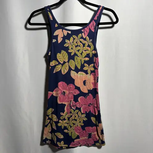 Mossimo Supply Co Tank Top L Floral Blue Pink Long Lean Ribbed Fairy Grunge 00s Size L