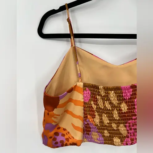 Christian LaCroix Crop Top Colorful Animal Print Art Ruched Back Y2K Size Large