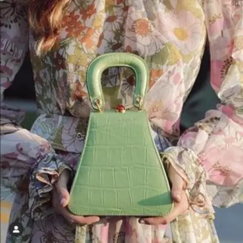 STAUD ππ Kenny Bag Pistachio Crocodile Embossed