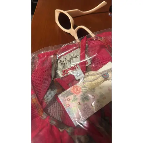 Johnny Was Feather Lark Embroidered Mesh Blouse