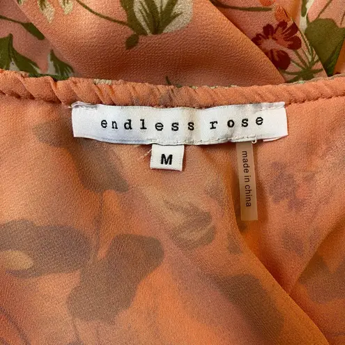 Endless Rose Coral Pink Ruffled One Shoulder Floral Top Size M