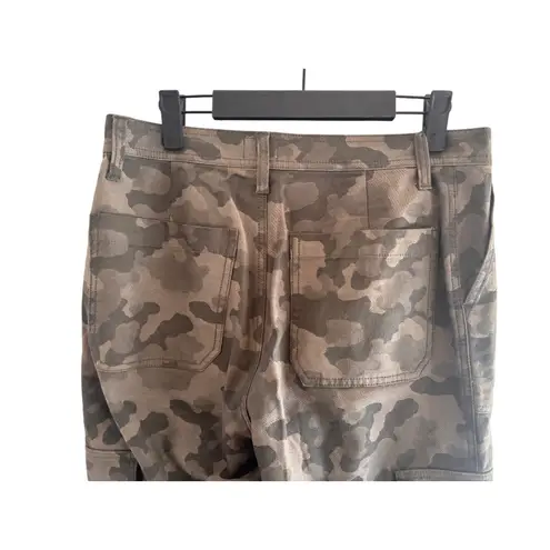 J Crew High Rise Cargo Pant in Jacquard Camo Green Tapered Utility Military 28