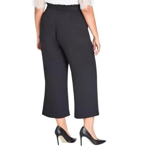 City Chic NWT Black Frill Waist Pants Size XL/22 High Rise Wide Leg Work Office
