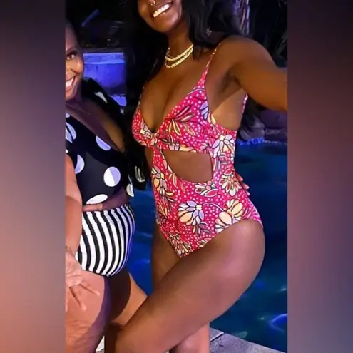 Tabitha Brown x Target Pink Floral One Piece Cutout Swimsuit Swim Suit XXS new