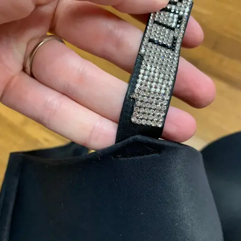 Luvlette Black Rhinestone Strap Padded Underwire Bra Size 38DD Underwire Lined