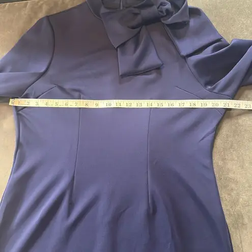 Women’s Navy Blue Long Sleeve Midi Pencil Dress with Bow Detail Size XL NEW Blue
