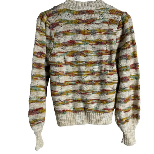 Dear John Jasmine Novelty Stripe Knit Cream Multi Crewneck Pullover Sweater XS