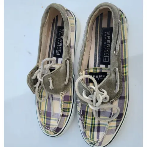 Sperry  Top-Sider 2 Eye Boat Shoes, #9561341  Taupe/ Navy /Wht Plaid, Wom…