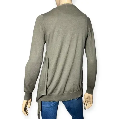 Allude Women’s Size S Grey Cotton Cashmere Tight Lightweight Knit Wrap Cardigan Gray