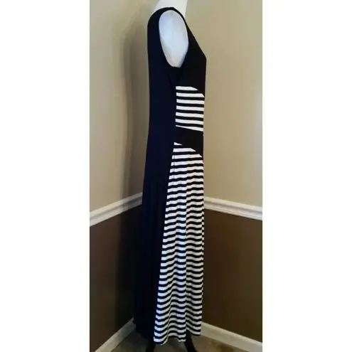Black & White Striped Stretch Jersey Maxi Dress by South Grand from ModCloth