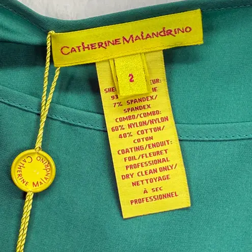 Catherine Malandrino Silk Lace Sleeve Tunic Top Green Aloe Vera Size 2