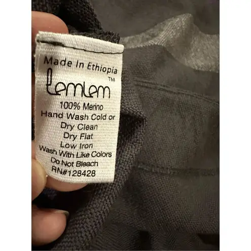 Lemlem 100% merino wool womens large lilac hooded poncho shirt NEW