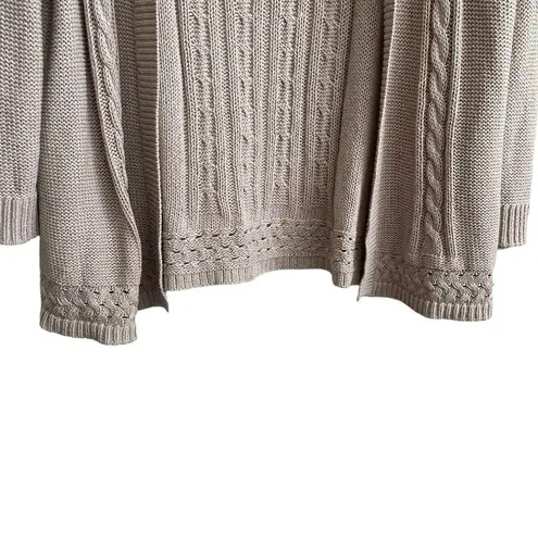 Croft & Barrow  Open Cardigan Women Sweater XL Tan Crochet Open Knit Neutral