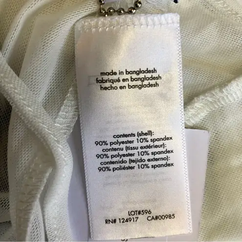 We Wore What NWT White Sheer Midi Dress Scoop Back Stretchy Swim Coverup Mesh Chic