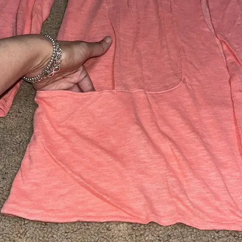 J. Jill Lightweight Open Slub Knit Cardigan Linen Cotton Blend Grapefruit XL Orange