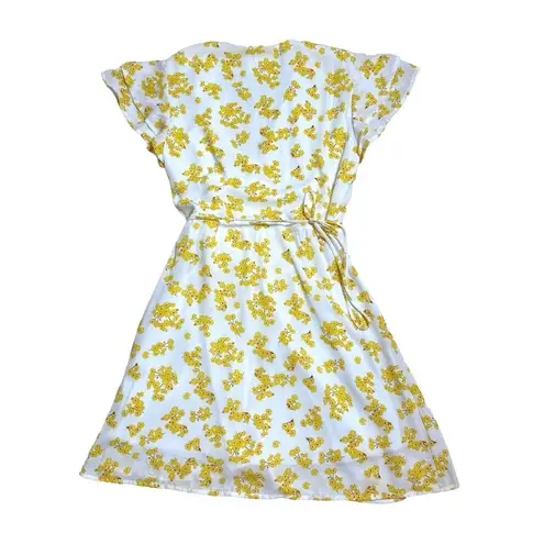 Harper Heritage White & Yellow Floral Wrap Mini Dress US S