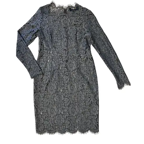 $1120 Paule Ka Paris 44 12 Lace Sheath Dress Gray Cocktail Wedding Sheer Luxury