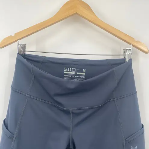 5.11  Tactical Kaia Capri Leggings Raw Hem Side Pockets Slate Blue Womens Medium