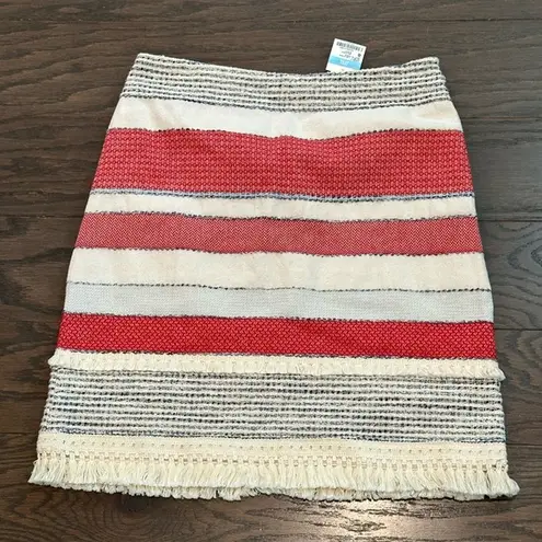 J. McLaughlin  Carmela Short A-Line Striped Skirt with Fringe Size 0 NWT