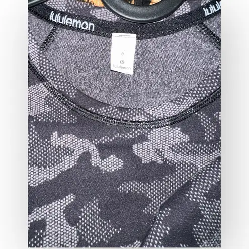 Lululemon  2021 Runderful Long Sleeve Heritage Camo Black Lunar Rock swiftly sz 6