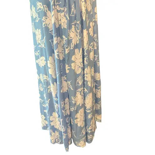 Koret Shirt Dress SZ MED Blue White Floral Smocking Sleeveless Boho Office Beach