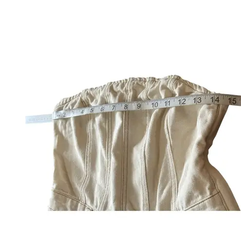 Wild Fable NWT  Women's Size XSmall Tube Cargo Denim Jumpsuit Off White Pockets