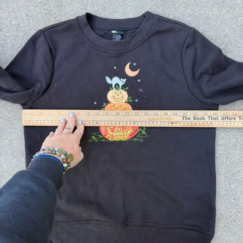Holiday Edition Halloween Jackolantern embroidered Spooky Cat Black Sweatshirt S