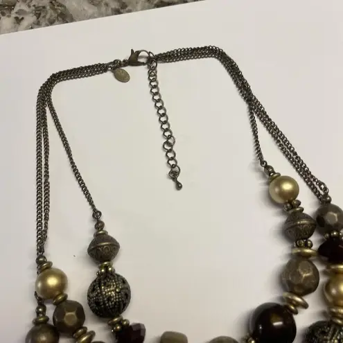 Cookie Lee Signed Bead Beaded Necklace Multi Strand Adjustable Length