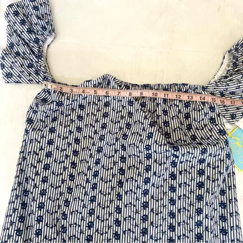 CeCe NWT Roseanna stripe embroidered off the shoulder dress Size 4