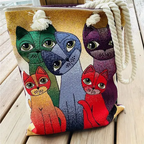 Cat print tote