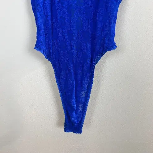 Vintage Andrea Kristoff Escante Lace Teddy M Blue Halter Cutout Sexy Size M