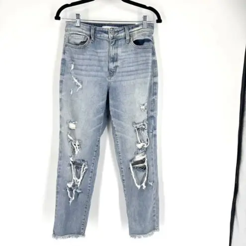 Eunina Jeans Tobi Super High Rise Mom Jeans Crop Size 7 Dostressed Torn Ripped