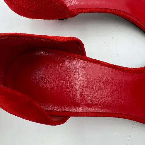 KHAITE Seville Suede d’Orsay Heels Red Pointy Toe Kitten