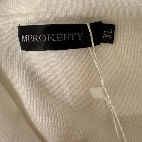 Merokeety Elegant White Cowl Neck Dress