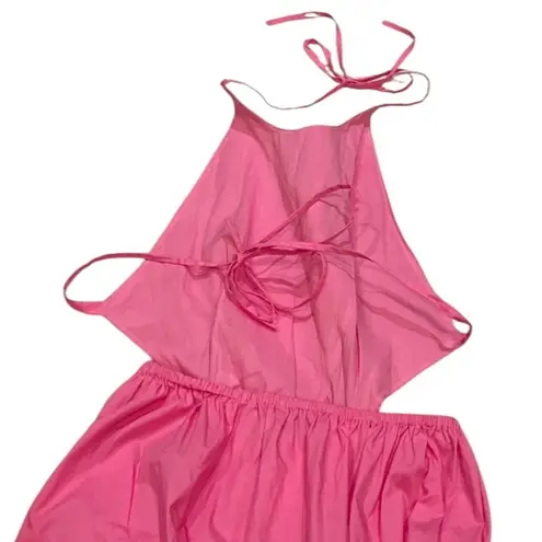 STAUD Apfel Pink Halter Open Back Maxi Dress - Tie Back Halter Dress Size XS