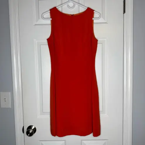 Hugo Buscati Orange 100% Silk Dress Sleeveless Shift Knee Length size 6 medium