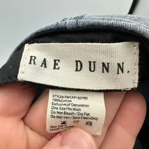 Rae Dunn Thankful Baseball Cap Distressed Blue Cotton One Size Fits Most