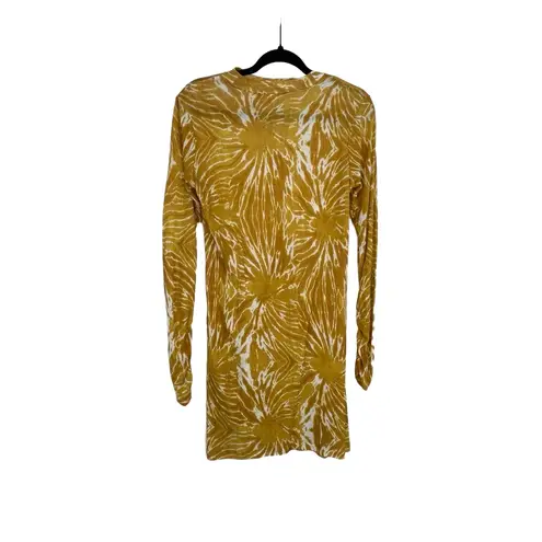 Scotch & Soda Women's Sun Ray Yellow Tie & Dye Print Bodycon Midi Dress Size XS White