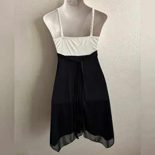 Sweet Storm Chic Asymmetrical Black and White Empire Waist Dress L