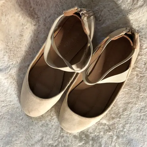 ANNA Ballerina Flats | Pink Elastic Straps & Zip Back | Size 6.5