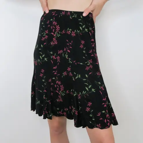 Briggs New York Vintage 90s Black Floral Skirt