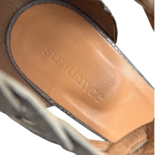 EUC Sundance Leather Heeled Sandals Grey Metallic Size 10