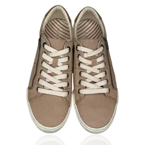 Taos Z Soul Canvas Sneakers Women's Size 9 Side Zip Lace Up Tan Beige Neutral