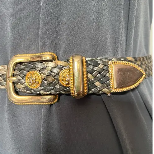 Vintage Y2K Braided Metallic Medallion Womens Belt Sz S Glam Adjustable Taiwan Gold